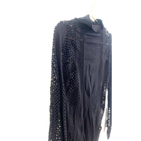 House London Bodycon Leotard Bodysuit Shirt Black Cutout - Picture 10 of 11